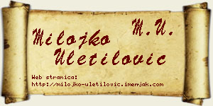 Milojko Uletilović vizit kartica